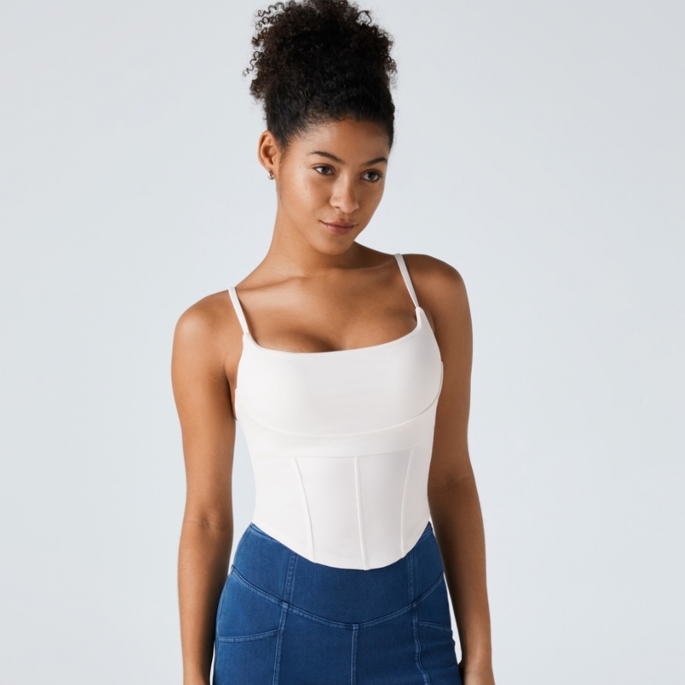 White Halara Airy Corset yoga top size S